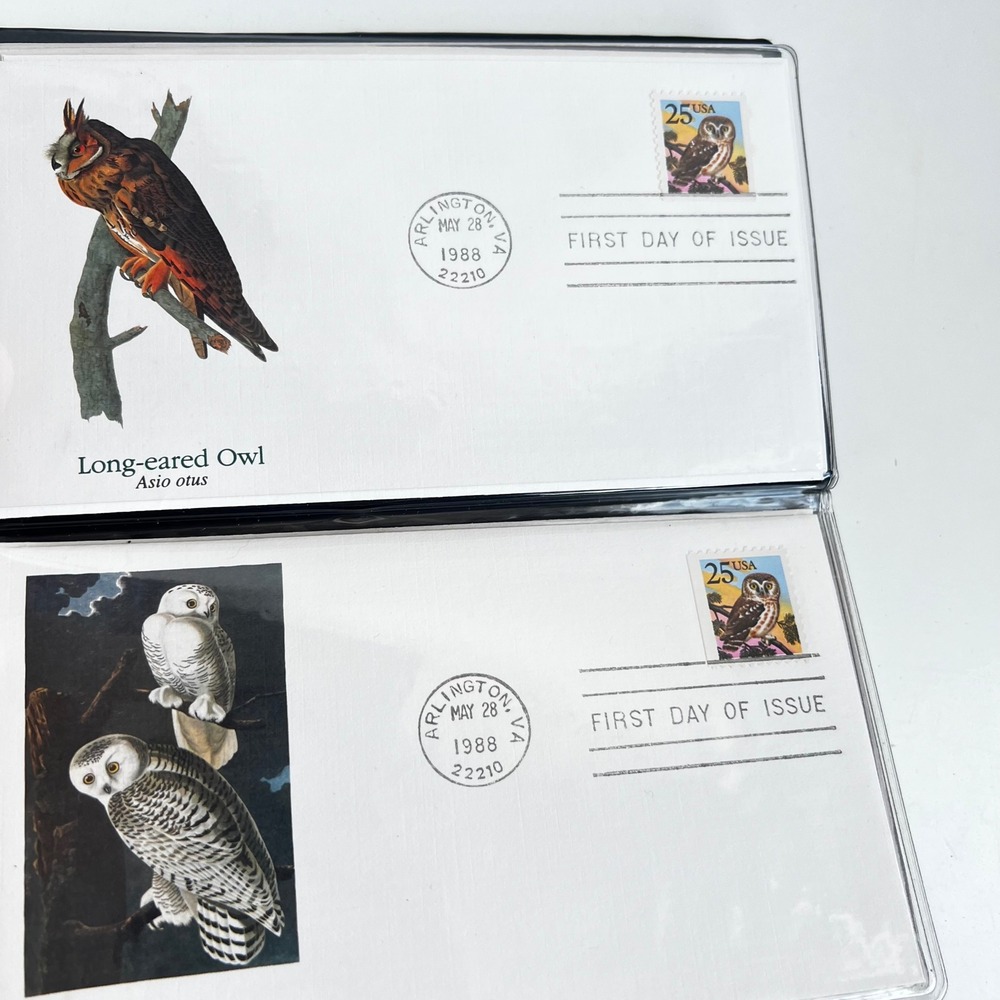 1988 Fleetwood Owls of America First Day Cover Stamp Collection Audubon Society - Picture 3 of 5
